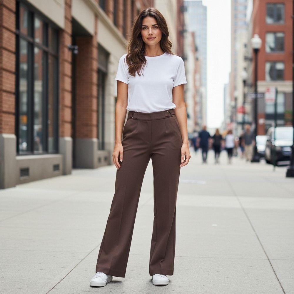 Rafaella Womens Java Brown Ponte Pant Straight Leg Stretch Waist 14 RSBFD082 NWT